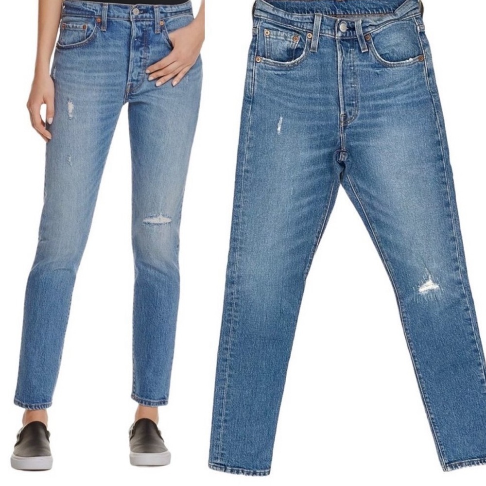 Levi's Premium 501 Distressed Skinny Jeans in Post Modern Blues
Women's Size 29